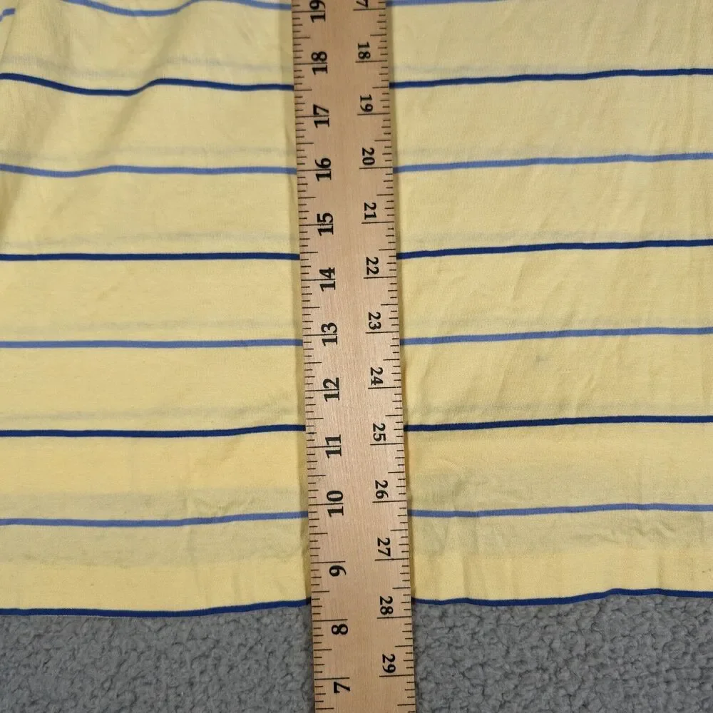 Ralph Lauren Polo Golf Shirt Mens Size L Yellow Blue Stripe Blue Pony Pine Tree